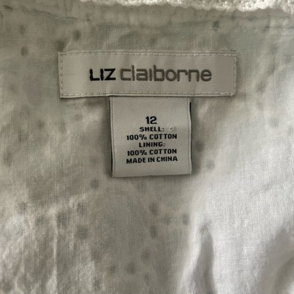 Liz Claiborne Sleeveless Dress size 12 with Empire waist Cotton white summer. - Picture 6 of 7